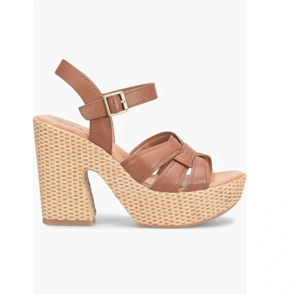 KORKS Dee Wedge Wrapped Platform Brown Faux Leather Straps Women’s Size 8 - Picture 3 of 14